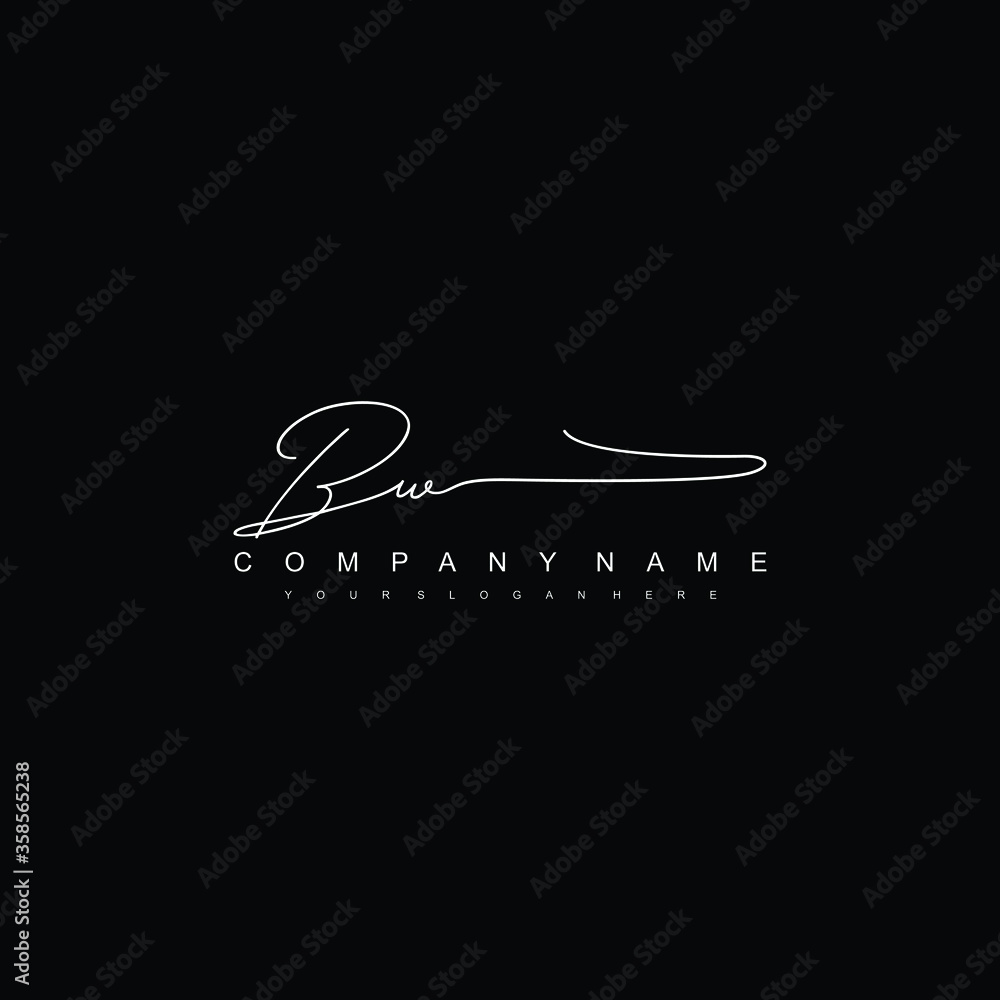 BW initials signature logo. Handwriting logo vector templates. Hand drawn Calligraphy lettering Vector illustration. BW initials signature logo. Handwriting logo vector templates. Hand drawn Calligraphy lettering Vector illustration.