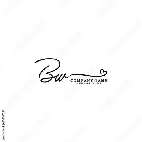 BW initials signature logo. Handwriting logo vector templates. Hand drawn Calligraphy lettering Vector illustration.