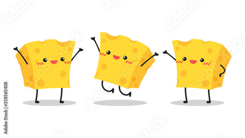 Cheese character design. Cheese on white background. symbol. mascot.