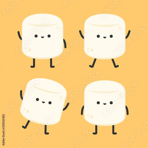 Marshmallow cartoon. marshmallow character design. Marshmallow vector.