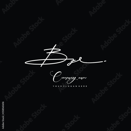 BZ initials signature logo. Handwriting logo vector templates. Hand drawn Calligraphy lettering Vector illustration. photo