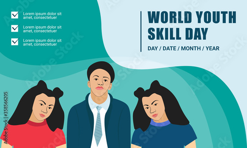 World Youth Skill Day Illustration. flat, minimal, creative, vector, design, 