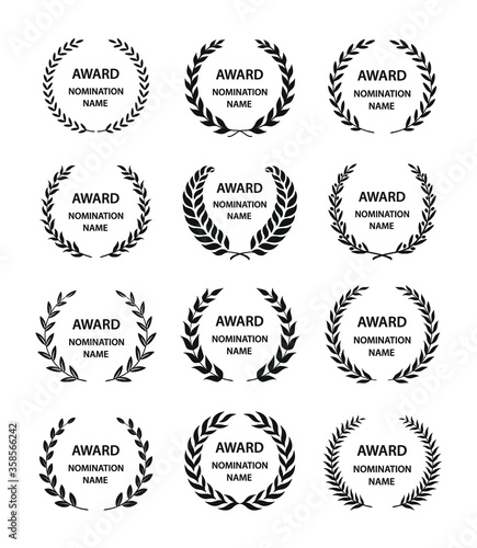 Award wreaths.  1st, 2, 3  place symbol. Vector illustration.