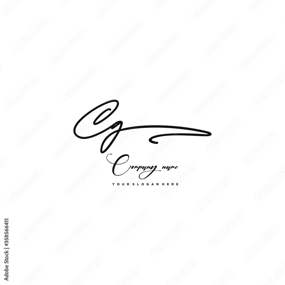 Fototapeta Logo podpisu inicjały CG. Szablony wektorowe logo pisma ręcznego. Ręcznie rysowane kaligrafia napis ilustracja wektorowa.