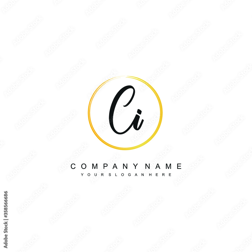 CI initials signature logo. Handwriting logo vector templates. Hand drawn Calligraphy lettering Vector illustration.