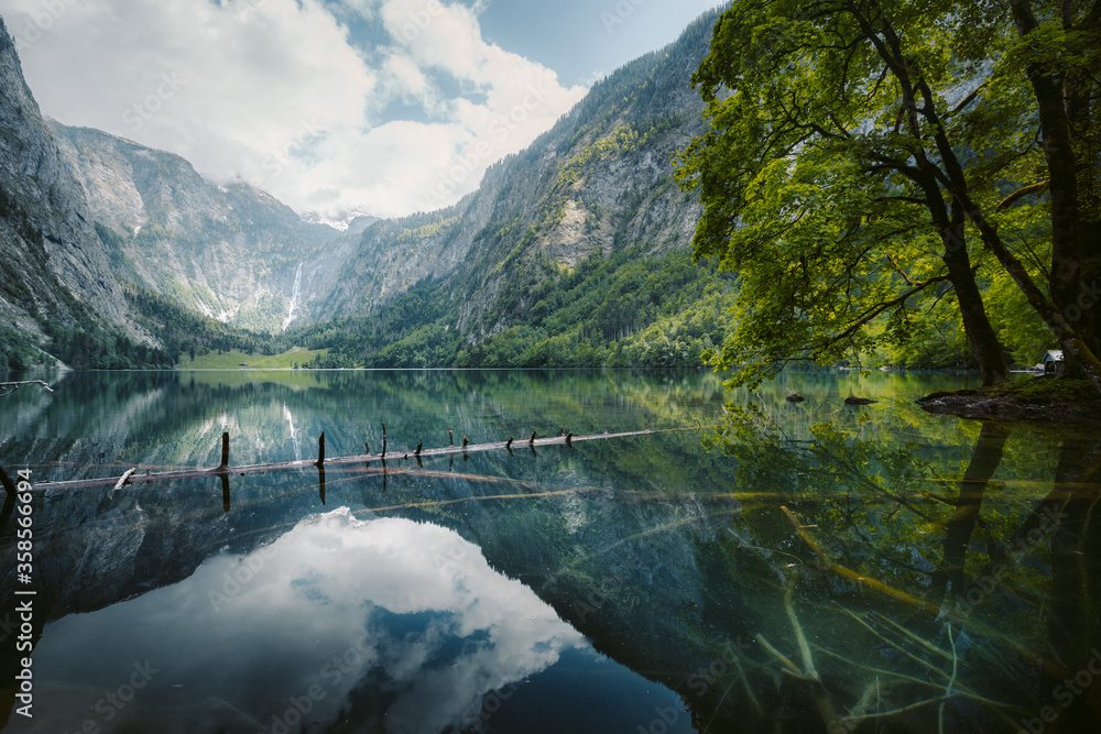 Scenic Lake Obersee in summer, Bavaria, Germany