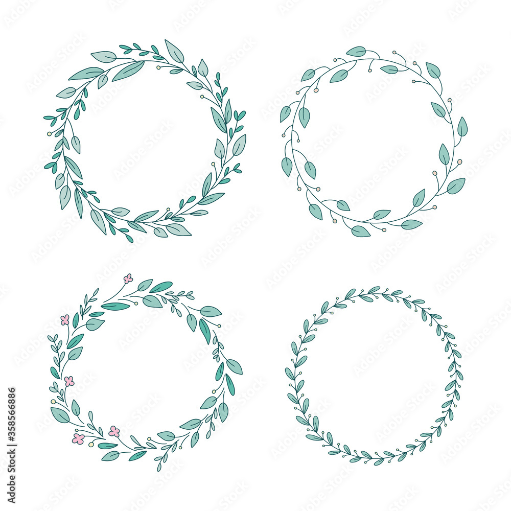 Set of circular laurel foliage and wreath. Design element for invitations, quotes, greeting cards, blogs and more. Set of circular laurel foliage and wreath. Design element for invitations, quotes, greeting cards, blogs and more.