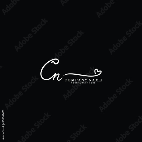 CN initials signature logo. Handwriting logo vector templates. Hand drawn Calligraphy lettering Vector illustration.