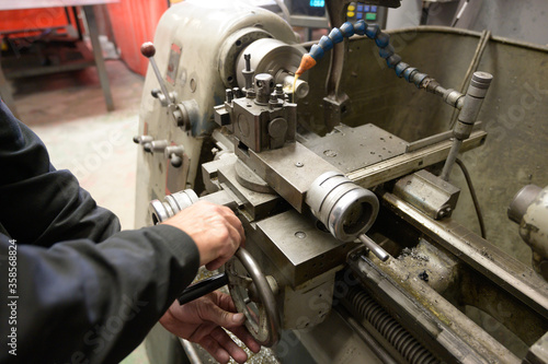 Old metal working fabrication machine close up