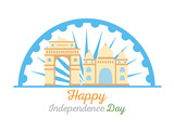 happy independence day india, gate and taj mahal landmark famous country