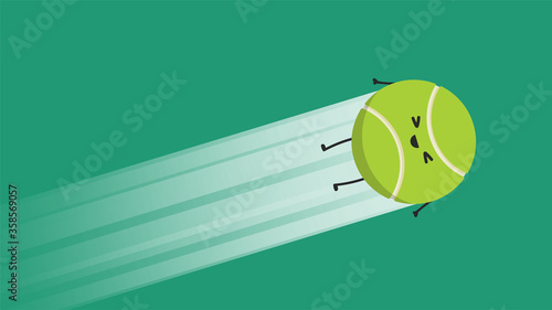 Tennis ball character design.  wallpaper. free space for text. copy space. Tennis ball vector.