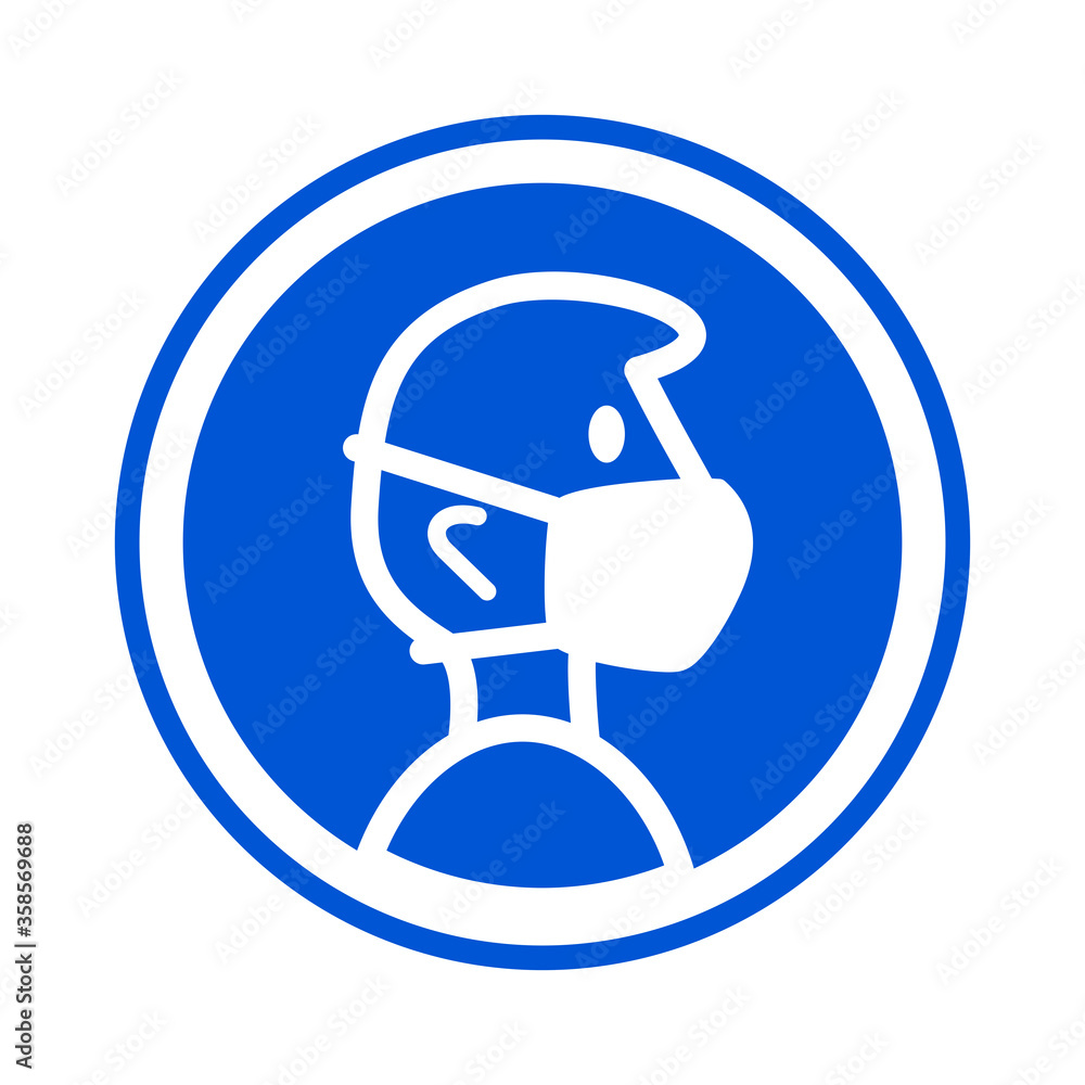 Blue Wear a Face Mask Sign. Vector Image. Blue Wear a Face Mask Sign. Vector Image.