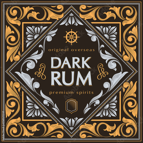 Rum - ornate vintage decorative label