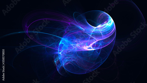 Abstract chaotic neon pattern on a dark background © Dobrydnev