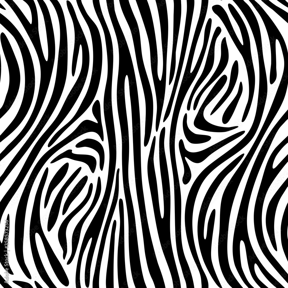 Obraz premium Seamless zebra pattern with smooth lines. Black and white. Vector