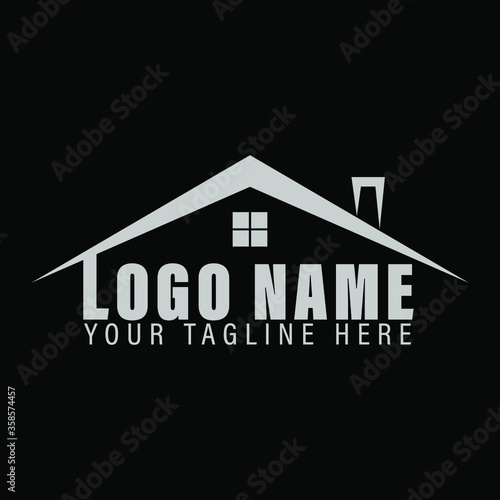 a logo that forms the roof of the house