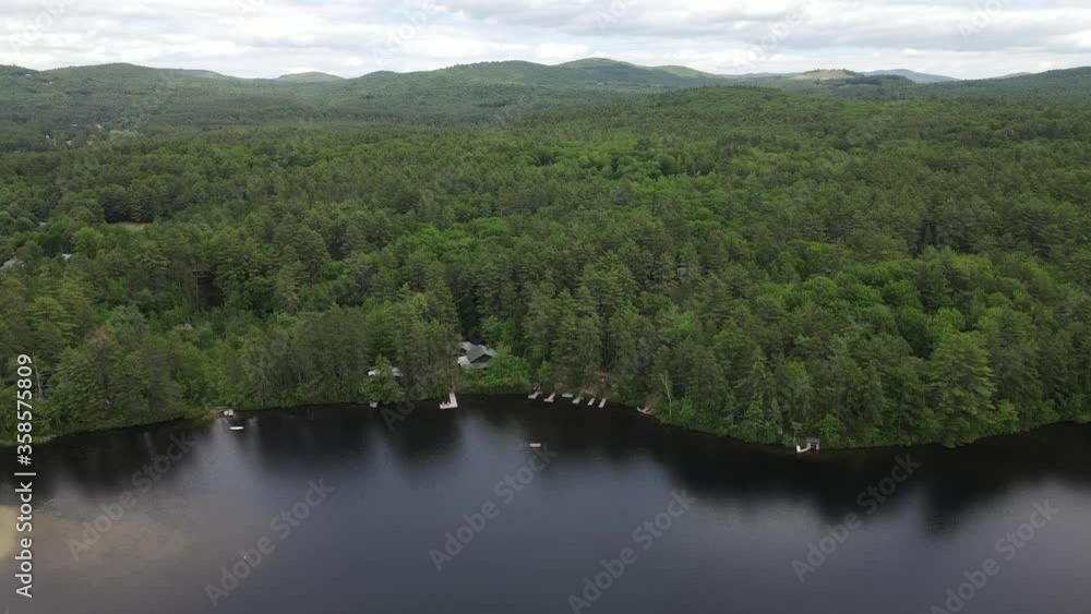 Mountains Trees Grass Lake New Hampshire Drone Aerial Flyover 4K Footage Fast Slow Clouds Blue Sky Water Fish Boats Canoe Mountian Tree Mountains Trees Grass Lake New Hampshire Drone Aerial Flyover 4K Footage Fast Slow Clouds Blue Sky Water Fish Boats Canoe Mountian Tree