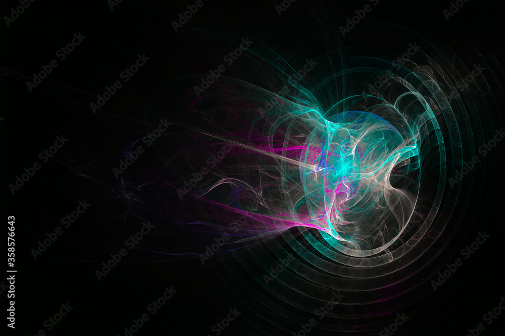 Abstract chaotic color pattern on a dark background