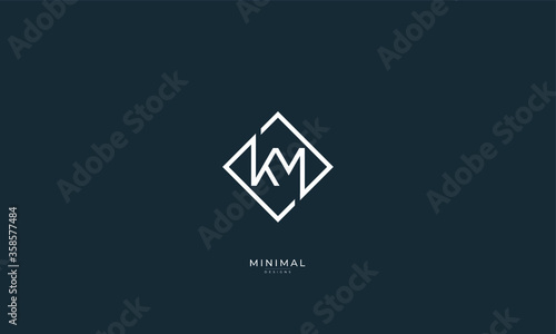 Alphabet letter icon logo KM photo