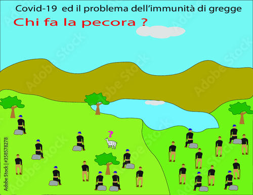 covid-19 e l'immunità di gregge vignetta satirica a proposito di immunologi e chi fa il gregge ironia televisione giornali virologia coronovirus