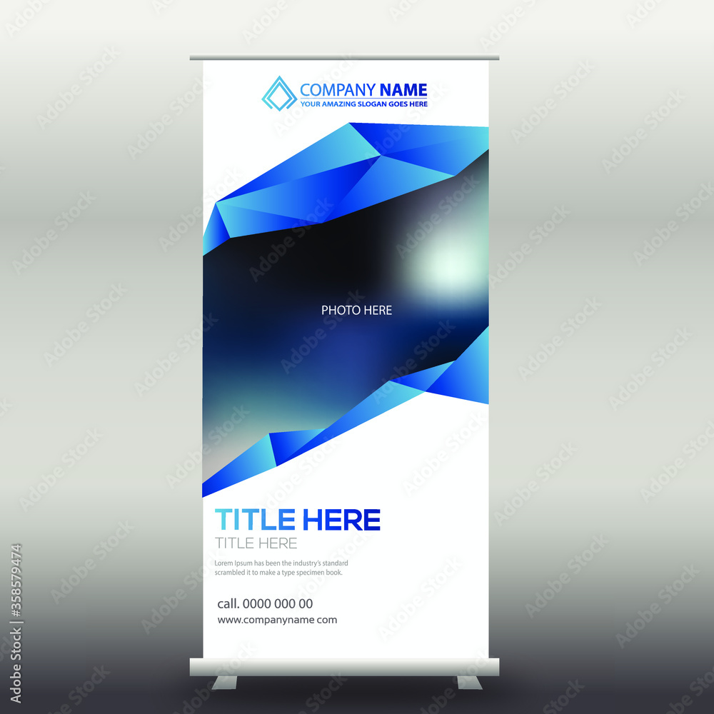 Naklejka premium Blue Triangle Pattern Roll Up Stand Design
