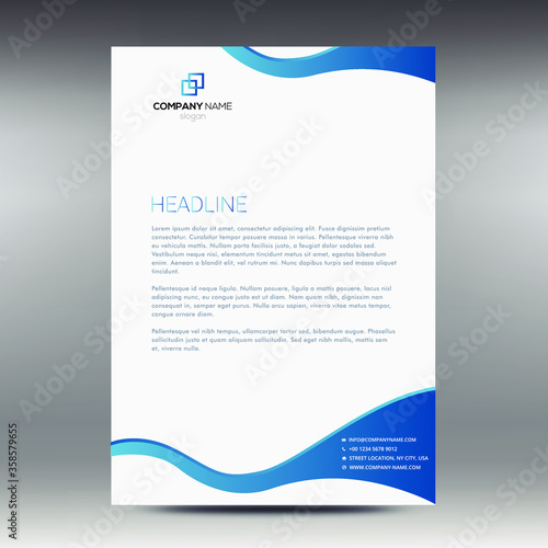 Blue Wave Letterhead Template