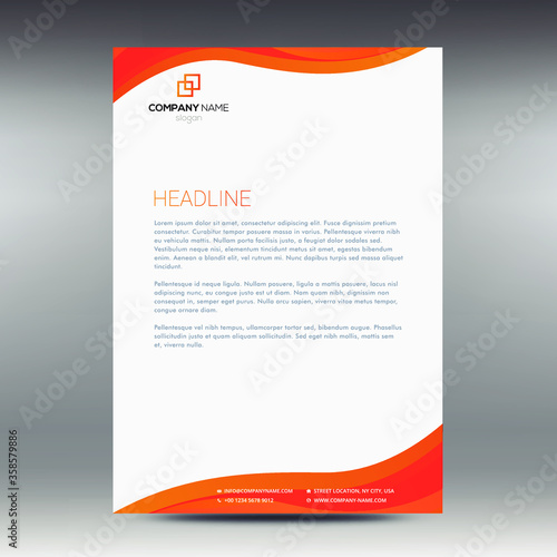 Red Wave Letterhead Template