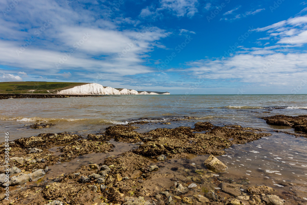 The Seven Sisters Cliffs in Sussex, viewed  from Hope Gap Beach
