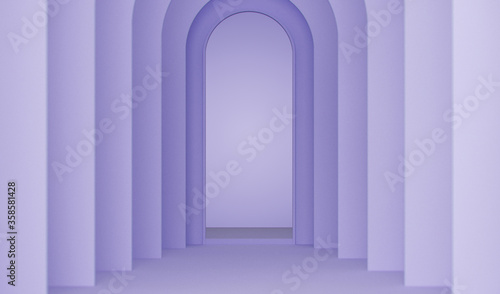 Abstract minimal scene with geometrical forms. Abstract background. Scene to show cosmetic podructs, fashion in purple colors. Showcase, shopfront, display case. 3d render. 