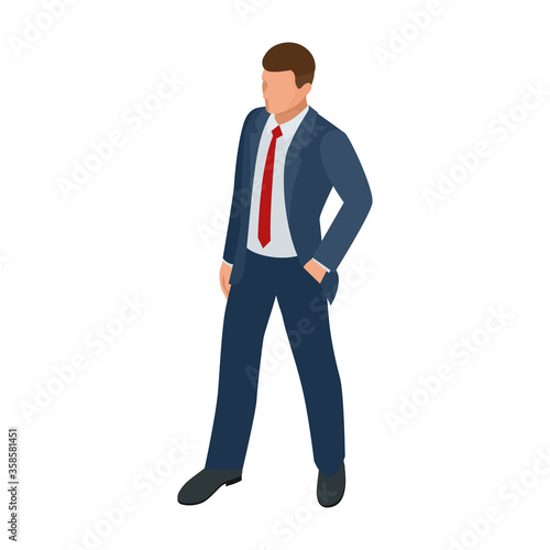 Isometric businessman isolated on write. Creating an office worker character, cartoon people. Business people.