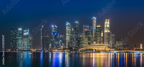 Panorama of Singapore Skyline from Marina Bay