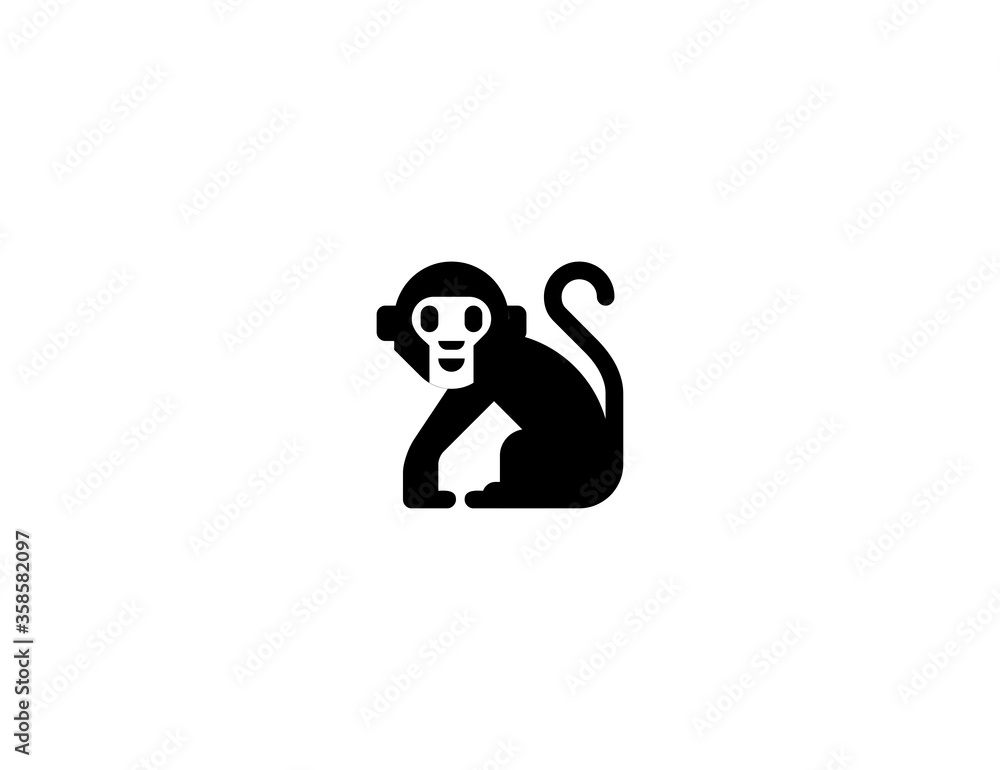 Fototapeta premium Monkey vector flat icon. Isolated monkey emoji illustration