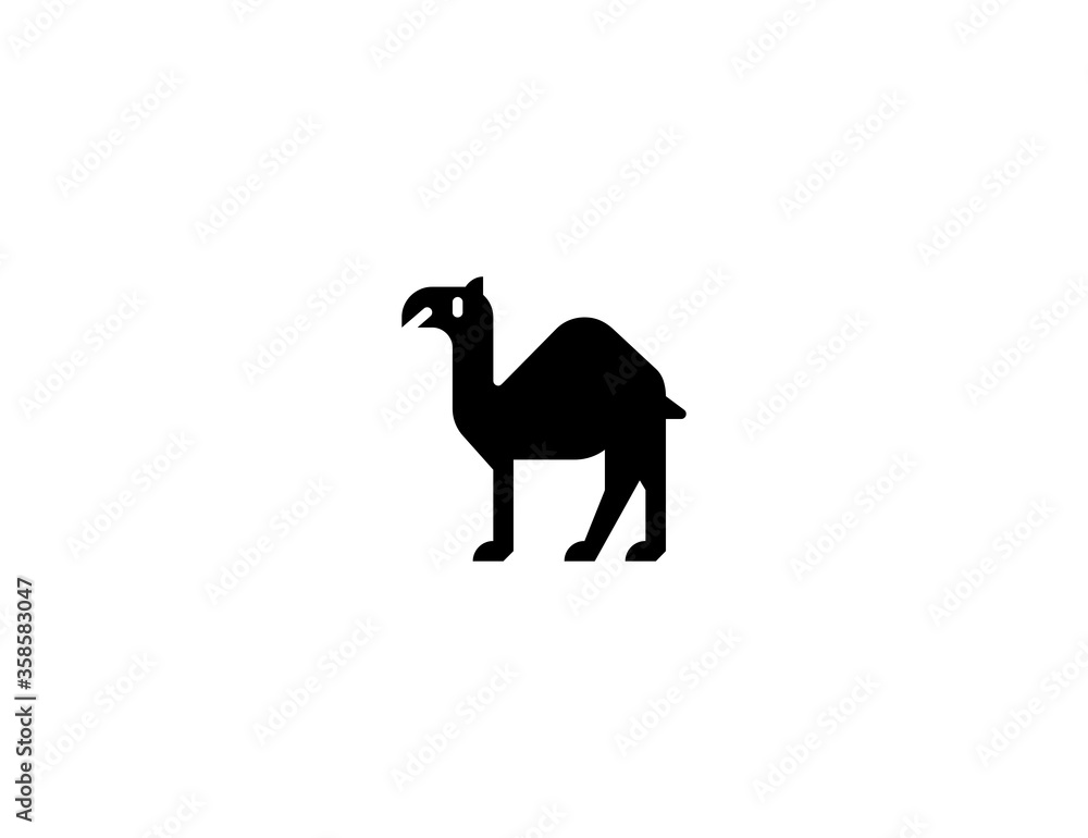 Fototapeta premium One Hump Camel vector flat icon. Isolated Arabian Camel emoji illustration