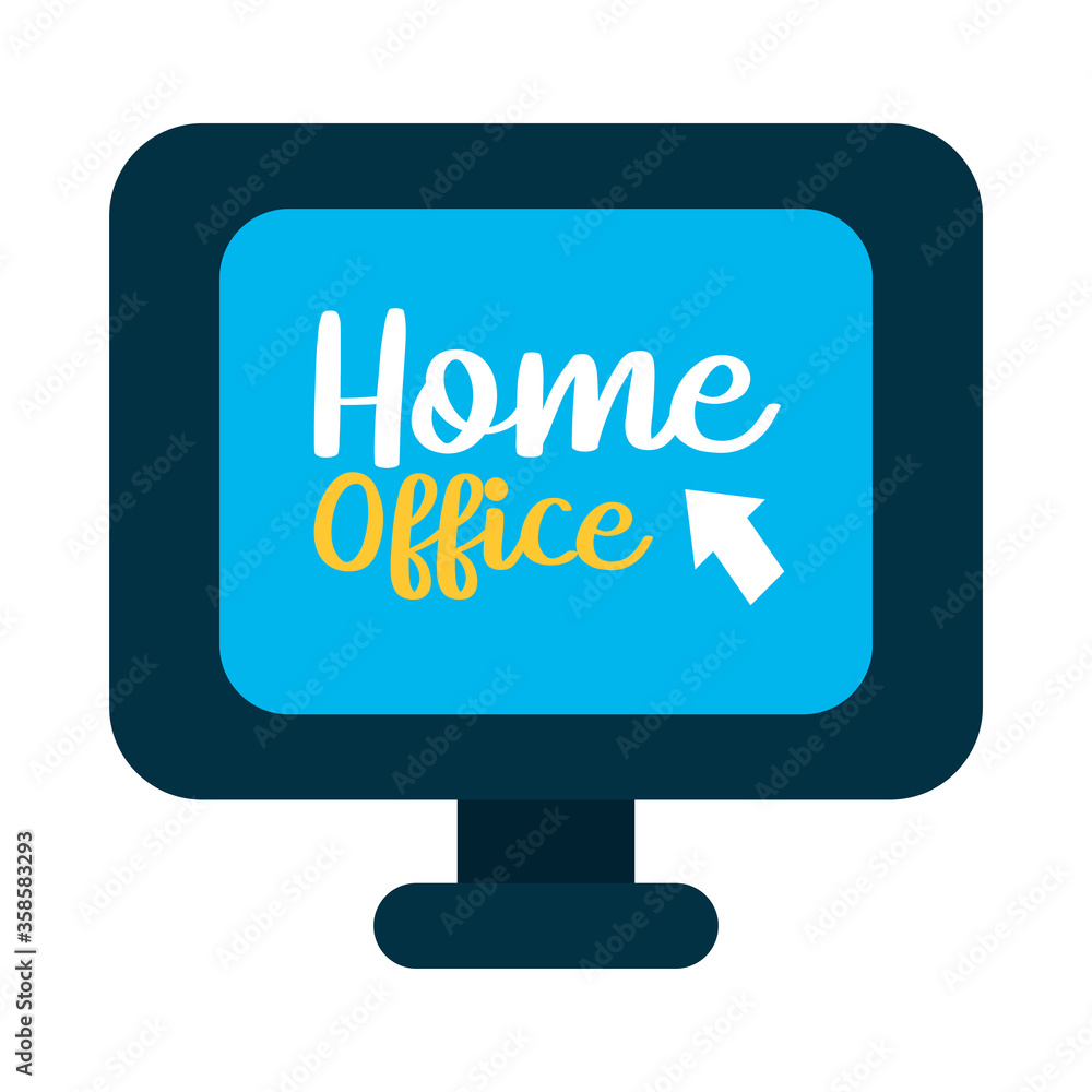 home office lettering design with computer icon home office lettering design with computer icon