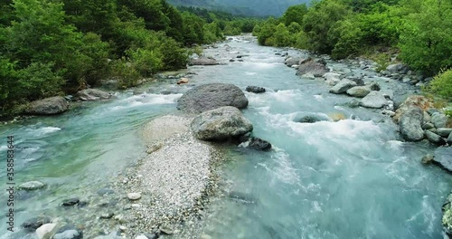 Aerial : Clean river Fly low