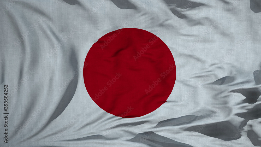 Fabric wavy texture national flag of Japan