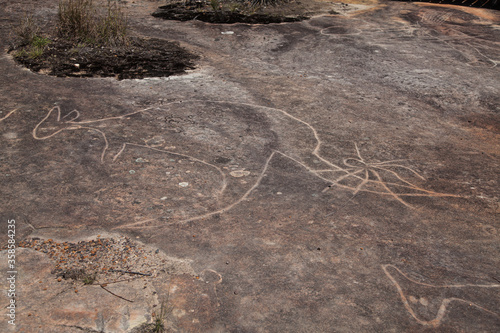 Dharawal etchings or petroglyphs, Bundeena NSW Australia photo