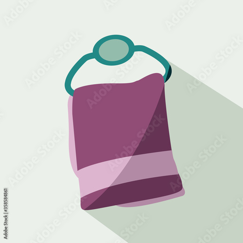 clean vector towel on hanger icon on flat design 