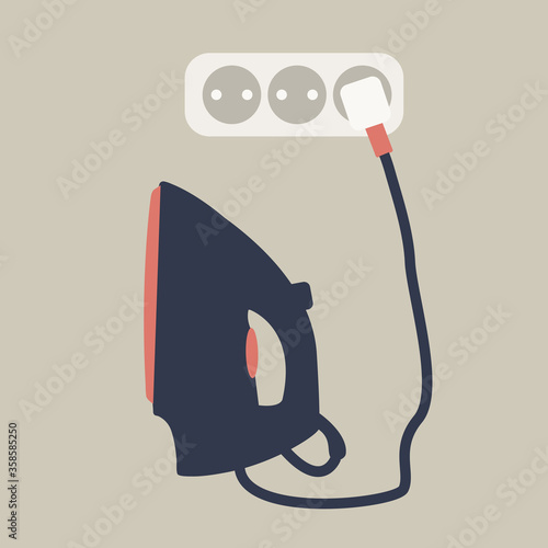 clean vector iron plugged on flat design