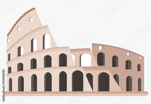 Flat design of Colosseum in Rome, Italy isolated on white background
