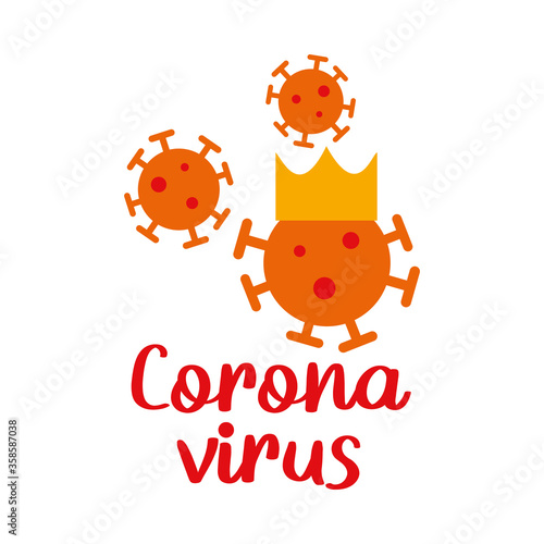 coronavirus lettering design with coronavirus symbols with crown