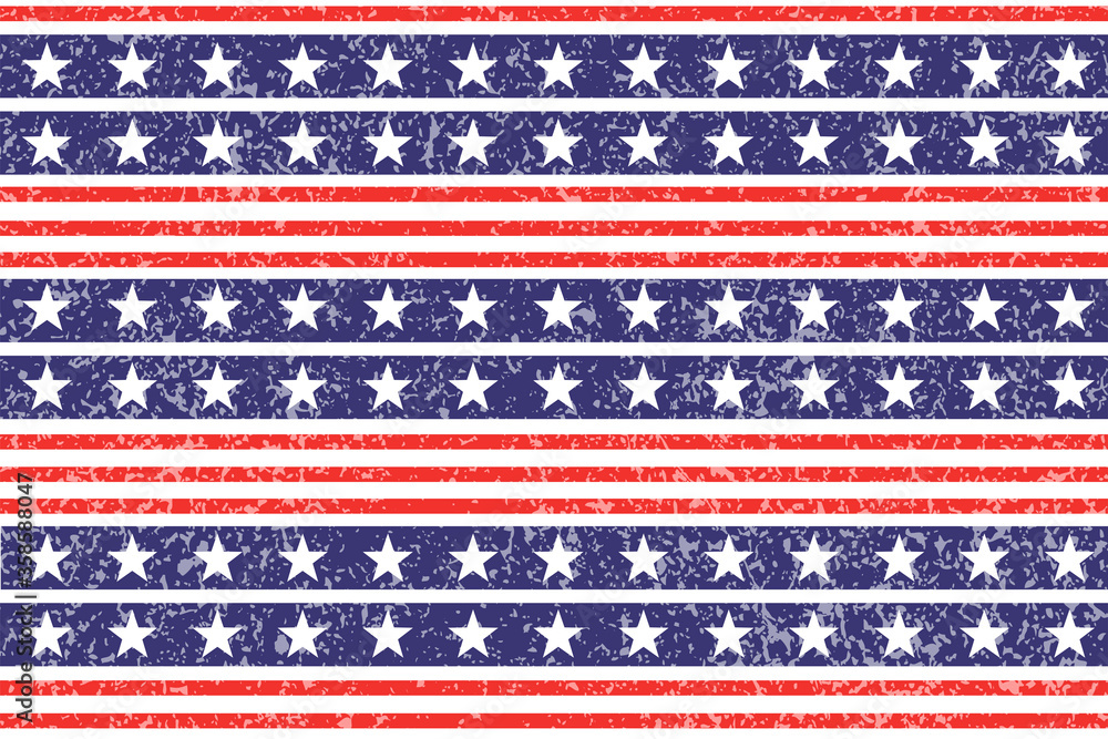 4th of July Stars and Stripes Seamless Pattern, colored as USA Flag. Red, Blue, White Stars and Lines Background for American President Day, memorial day, Grunge texture Vector Illustration 4th of July Stars and Stripes Seamless Pattern, colored as USA Flag. Red, Blue, White Stars and Lines Background for American President Day, memorial day, Grunge texture Vector Illustration