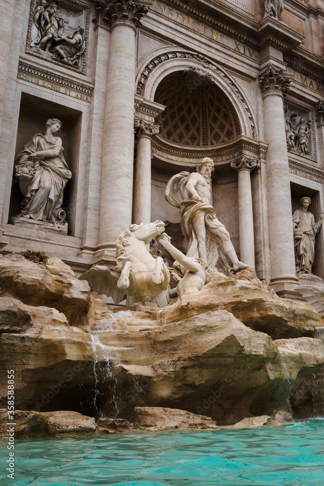The god Neptune in the Trevi Fountain in Rome