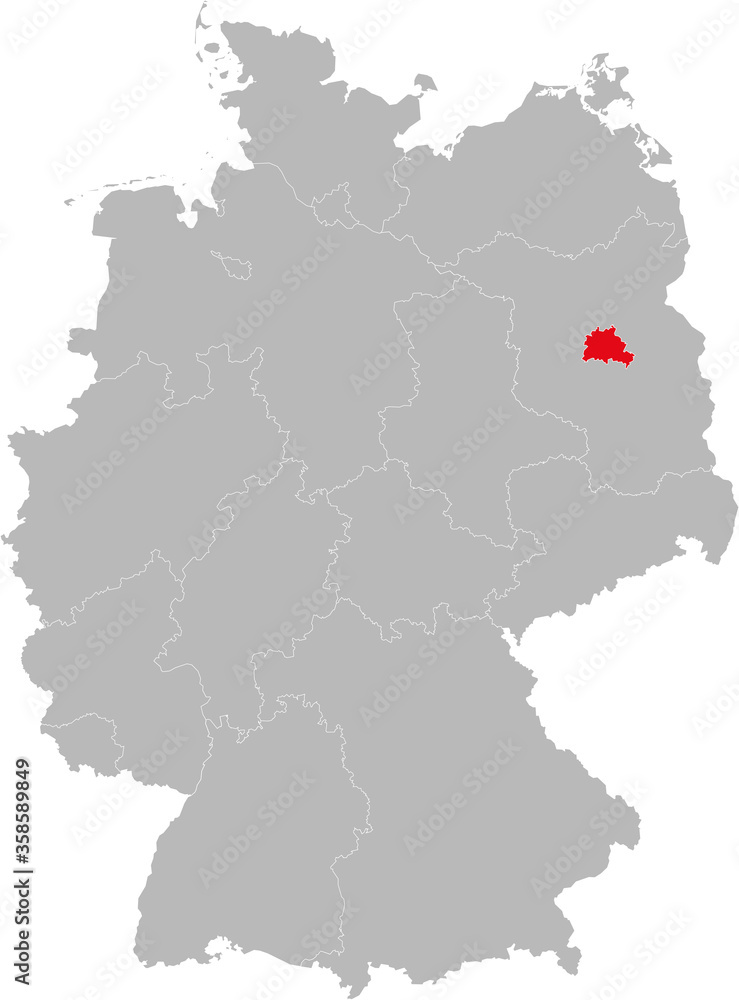 Berlin state isolated on Germany map. Business concepts and backgrounds.