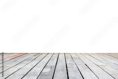 empty wooden table on white