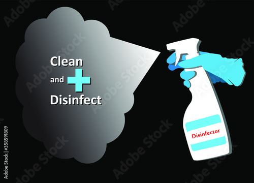 cleaning and disinfection. Disinfector. Vector illustration