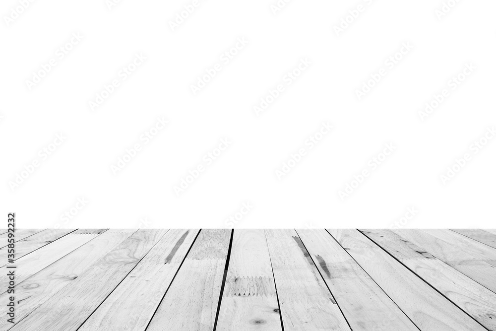 empty wooden table on white empty wooden table on white