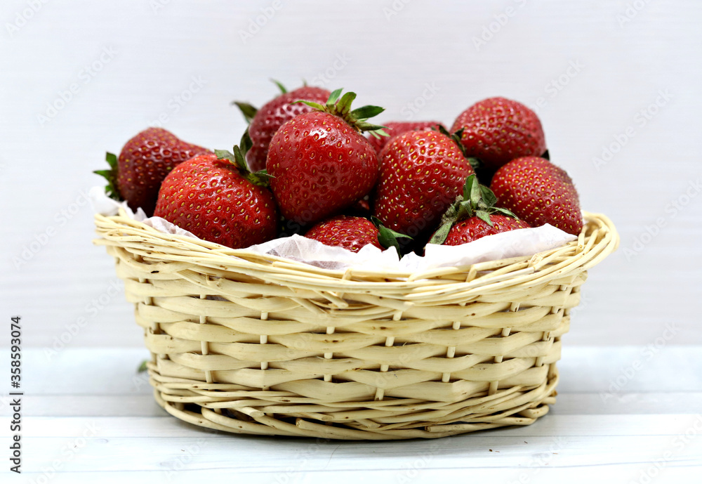 strawberries in basket strawberries in basket
