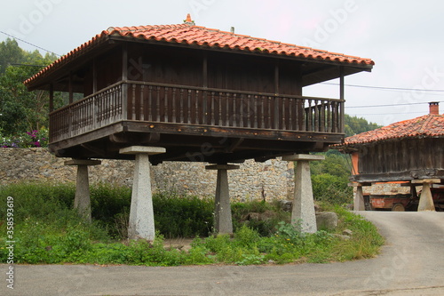 Horreo, the traditional granary in the village La Isla in Asturias,Spain,Europe  © kstipek