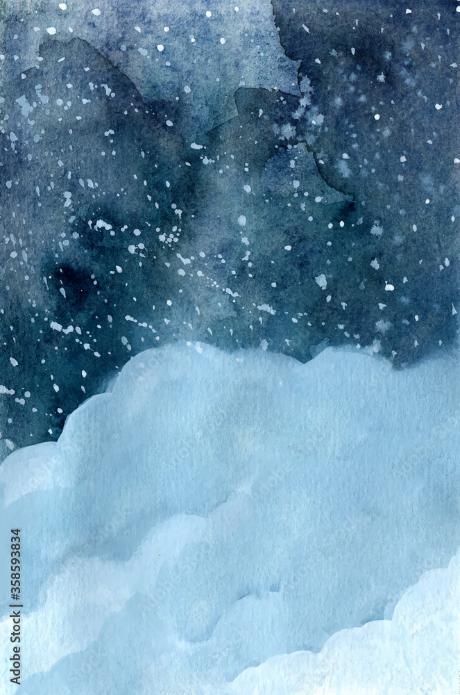 abstract winter night cloudy sky with stars